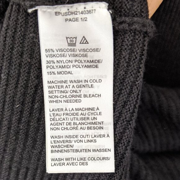 Lord Taylor Long Stretch Knit Tunic Top 34 Sleeves Bell Flared Shirt Black - Picture 10 of 10